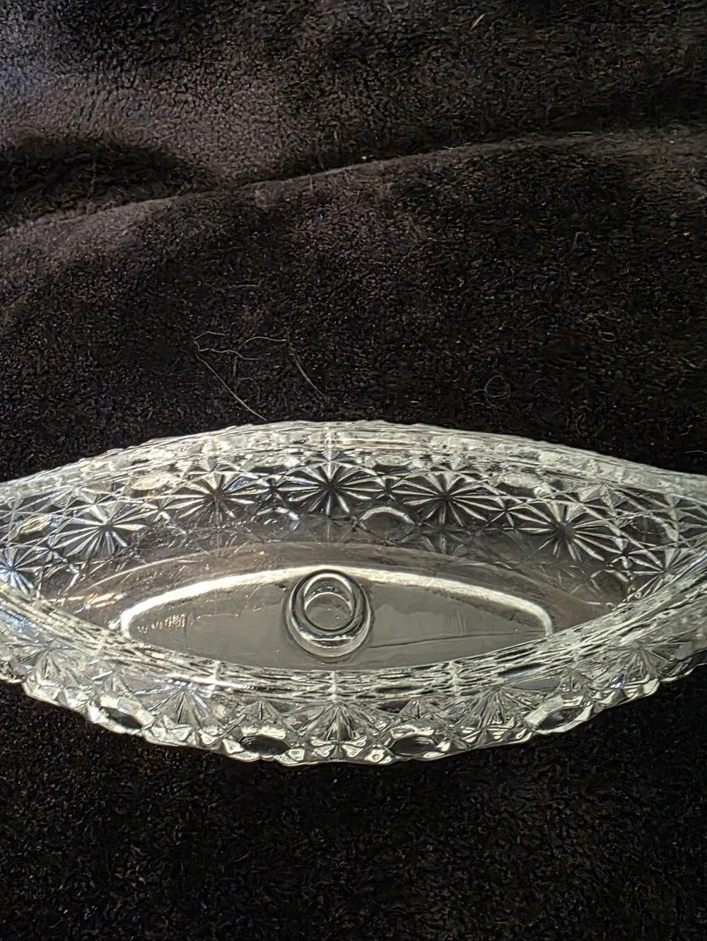 Vintage Fenton Daisy & Button Clear Pressed Glass Canoe Shaped Candle Holder 6